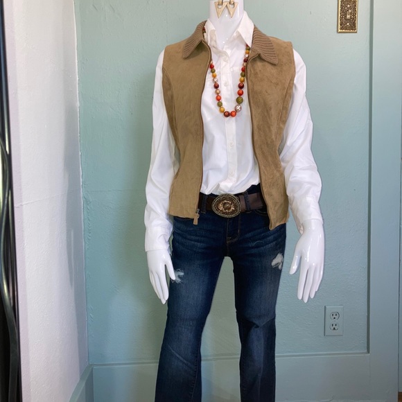 Liz Claiborne Suede and Knit Vest S - Picture 2 of 7
